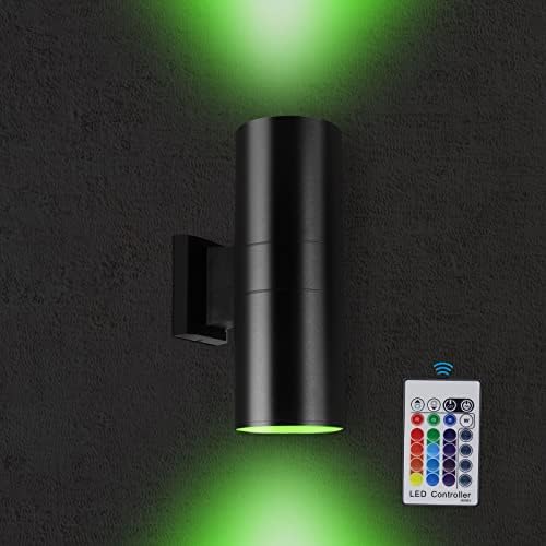 Up and Down Wall Lights Outdoor, 54W 5400LM RGBW Exterior Wall Sconce，RGB Color Changing LED Porch Lights Fixtures for Garage, Front Door, Patio, Terrace, Hallway, Porch, Post, Pool Enclosure, Theater
