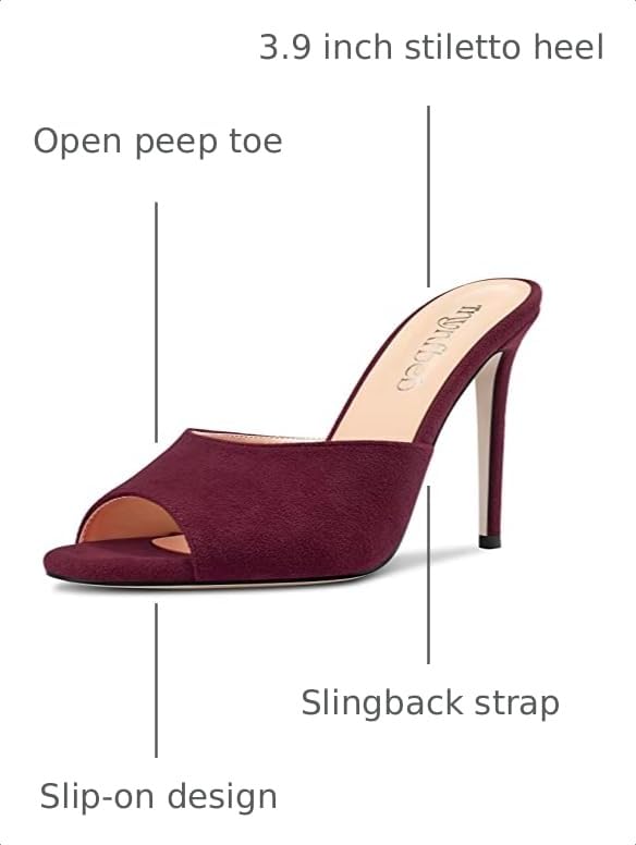 Image of TNYNFBEB Women Stiletto High Heel Peep Open Toe Sandals Slingback Slip-on Wedding Office Cute Basic Classic 3.9 Inches Heels
