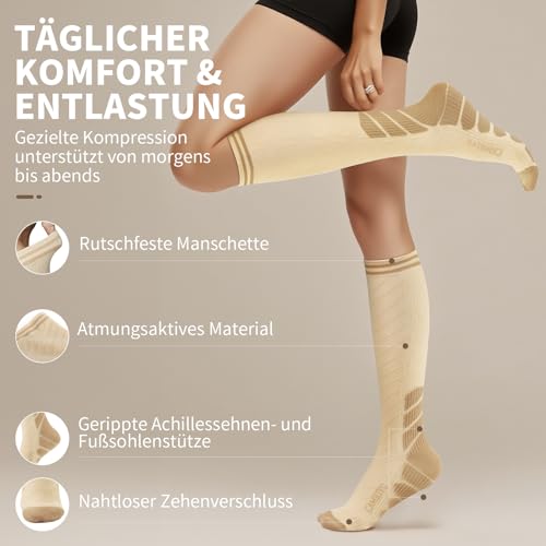 CAMBIVO Kompressionsstrümpfe Damen Herren 3 Paar, Stützstrümpfe, Compression Socks, Kompressionssocken, Thrombosestrümpfe für Erholung, Laufen, Reise, Shifahren, Schwangerschaft, Alltag