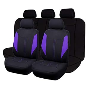 Flying Banner Universal Breathable Mesh Car Seat Covers Full Set Airbag Compatible Split Bench Auto Cushions Protector (Black and Purple)