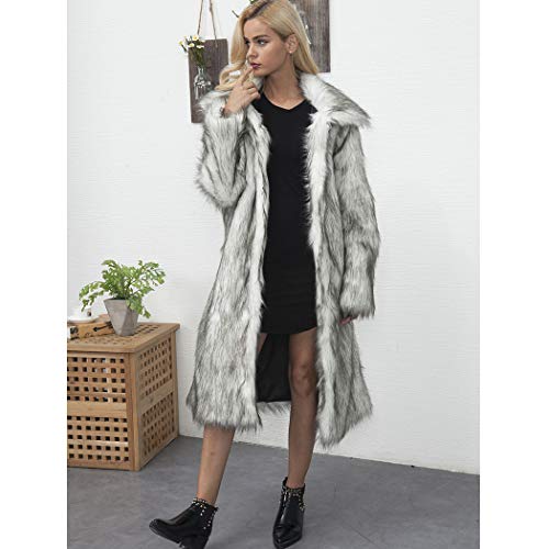 RomanticDesign Women's Long Lapel Faux fur Jacket Shaggy Coat Warm Outerwear Cardigan2