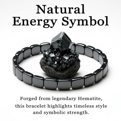 2025 New Hemios Hematite Bracelet Men, Polished Stone Bead, Classic Elastic Band, Symbolic Gift for Balance, Strength & Style2