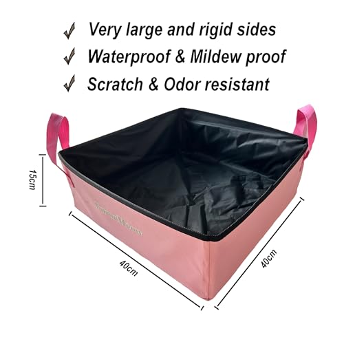 Arenero portátil plegable impermeable para gatos miniatura 2