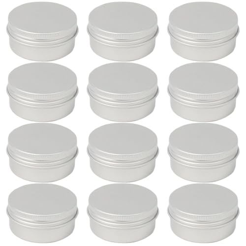 WUFKOP 12 Pots en Aluminium, 10 ml, Envases Metálicos Pequeños para Cosmética DIY, Viaje, Cremas y Bálsamos Labiales