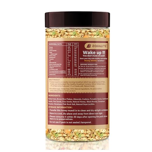 Image of Equalite Honey Choco CranberryMuesli I Dry fruits I Muesli I Fruit and Nuts I No added sugar I Granola I High protein muesli I Breakfast I Healthy food I Protein food I Gluten Free |No preservatives | High fiber| High Omega-3 | High Minerals & Vitamins |Weight loss food I Equalite foods | 1050g