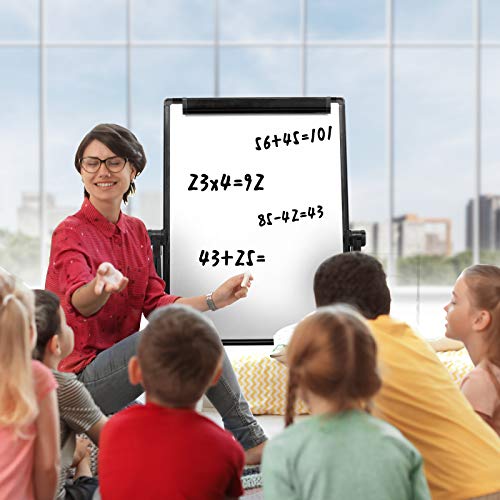 Image of Dry Erase Board with Stand - Double Sided 28 inchx20 inch Portable Writing Whiteboards, Height Adjustable & 360 Rotating U Stand Magnetic Whiteboard for Home, School, Restaurant & Presentation