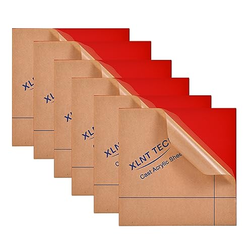 Image of 6 PCS Red Cast Acrylic Opaque (no-Transparent) Plastic Sheet 8 x 8 Inch (.118 inch Thick), for Signs, DIY Projects.