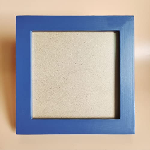 Image of 6x6 Picture Frames Blue Solid Wood Frame, Plastic Panel (Film Needs to be Removed) Table or Wall.Front Window Opening 5.5x5.5 inch.