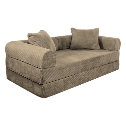 Catálogo para Comprar On-line Sofa Cama Canguro más recomendados. 43 Naap Concept Sofá Cama Teddy Luxe | Diseño Convertible | Hecho 100% de Espuma | Comodidad y Versatilidad | 200x100x65 cm (Chocolate)