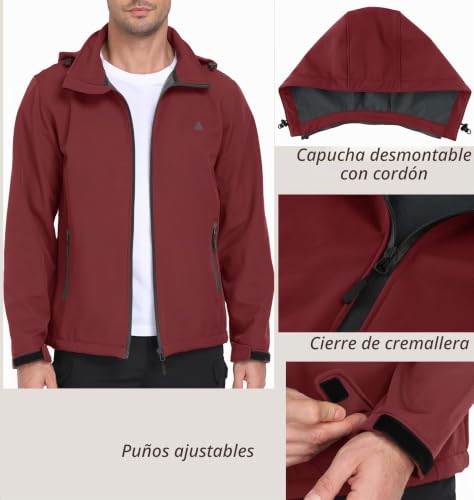 Chaqueta de lana cálida con capucha soft shell resistente para invierno de hombre 3