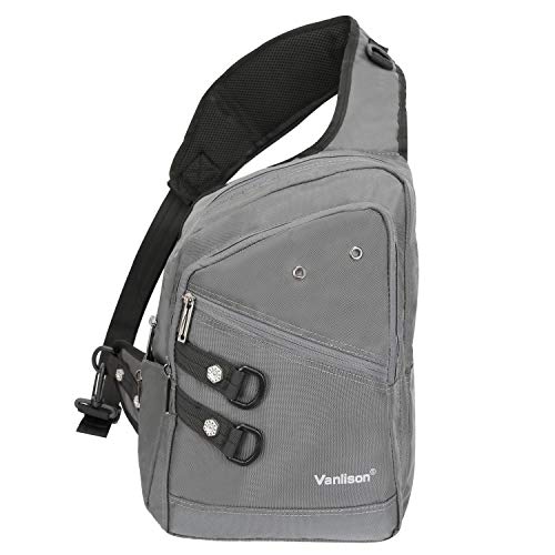 Vanlison Mochila cruzada pequeña para hombres, mujeres y adolescentes, D-gris (se adapta a portátiles de 12 pulgadas), L, Mochilas con correa