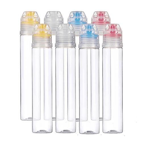 RAYNAG 8 Pack Honey Bottles Reusable Plastic Squeeze Bottle with Flip Lids Condiment Dispenser For Ketchup Salad Sauce Honey Tomato Mustard Dressing Cooking Oils for Bento BBQ Camping Travel, 3Oz