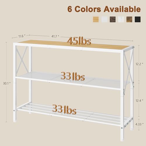 Image of Hoctieon Industrial Console Table, 3 Tier Entryway Tables, Hallway Desk, Narrow Sofa Tables with Shelves, Entrance Table for Entryway, Living Room, Foyer, Hallway, Office, Oak Beige