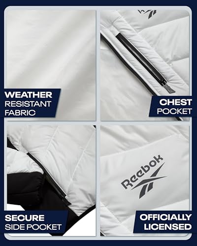 Image of Reebok Mens Winter Jacket - Water Resistant Heavy Puffer Coat with Hood - Quilted Insulated Warm Winter Coat for Men