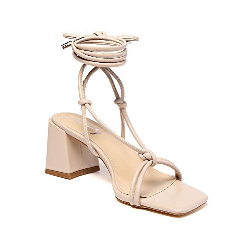 Vivianly Women'S Lace Up Chunky Heel Sandals Strappy Straps Ankle Wrap Heels thumb #5