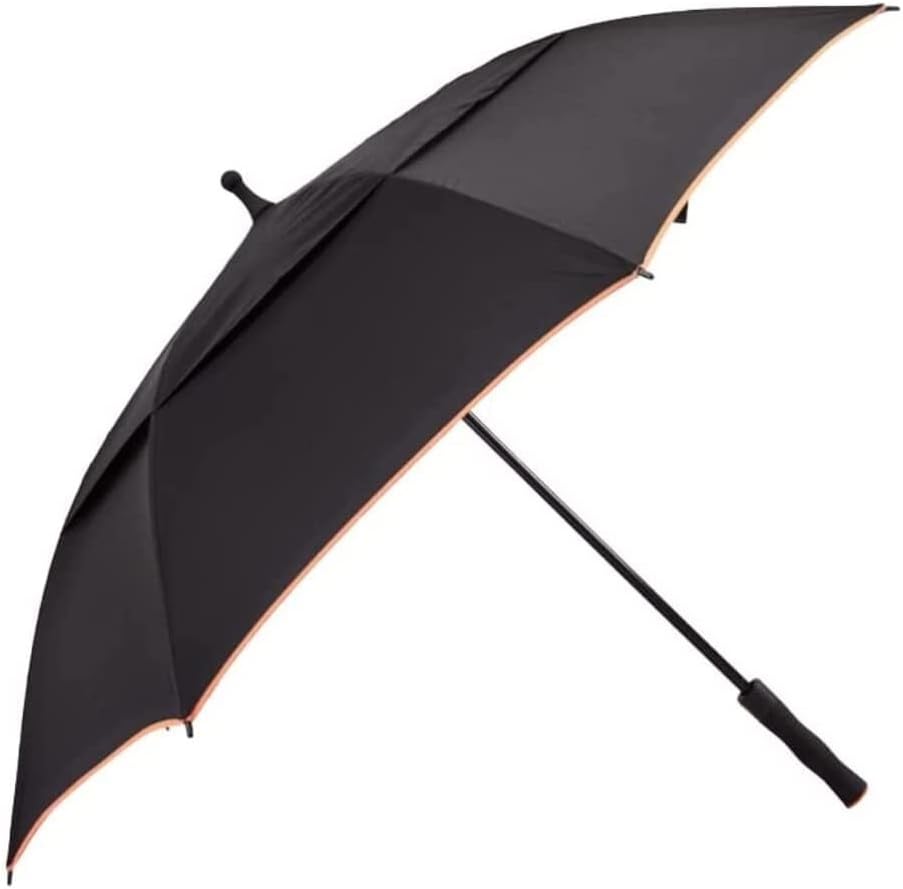 Portable Umbrella for Travel 53 Inch Windproof Reinforcement Stick Umbrella Push Cart Compatible Auto Open Double Canopy Umbrella Outdoor(Black)