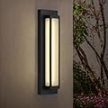CALOKES Modern LED Outdoor Wall Sconce, 16W 3000K Black Geometric Exterior Light Fixture, Waterproof Wall Mount Lighting for Front Door, Garage, Patio, and House