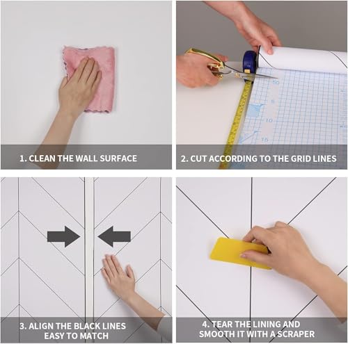 Image of White Line Wallpaper for Wall - Peel and Stick Self Adhesive Removable Waterproof PVC Wall Sticker for Home & Office Decor 45 x 300 CM (Pack of 1)