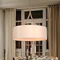 KSANA Drum Pendant Chandelier 3-Light Gold Chandelier 17.5 inch Modern Farmhouse Chandelier Ceiling Hanging Light Fixture for Dining Room, Kitchen, Living Room, Foyer