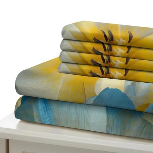 Linge de lit microfibre 3D parure de lit confortable imprimé floral King size - 7