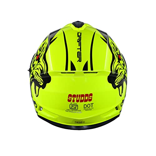 Image of Studds Drifter Full Face Helmet Yellow N9, Size: M(57-58cm)