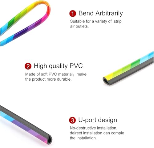 Image of Car Auto Air Conditioner Vent Outlet Trim Strip, DIY Decoration Chrome PVC Car Interior Moulding Trim Strip Line for All Straight Air Vent Outlet(10 Pieces Rainbow)
