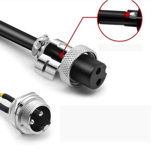 Conector GX12 M12 macho a macho de 6 pines con cable soldado de 20cm 8
