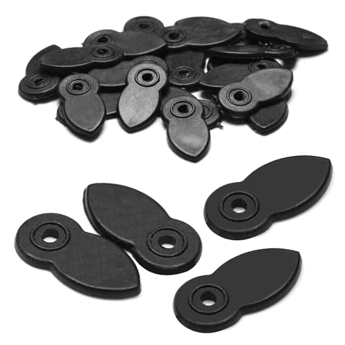 Image of Jutagoss 20Pcs Black Frame Turn Buttons, Plastic Flat Picture Frame Accessories with Screws, 21mm Length x 10mm Width x 2.5mm Bore, for Hanging Pictures, Photos, Artwork, Paintings
