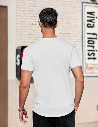 COOFANDY Men's Casual Henley T-Shirts Summer Short Sleeve Cotton Shirts Basic Button Tee Tops4