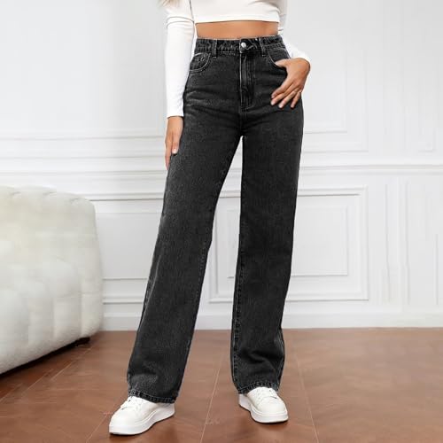 Womens Wide Leg Jeans Plus Size Loose Denim Pants High Waisted Trouser Jeans for Women Straight Leg with Pockets2