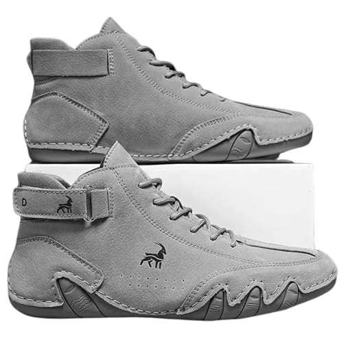 Image of Zixer Deebeck Explorer Wide: Extra-Wide Designed Barefoot Ankle Boots for Outdoor, Biking & Commuting Men's Suede Velcro Leather Casual Sneakers Vol-2