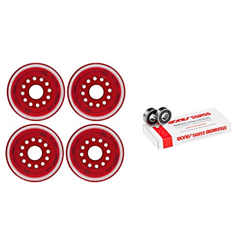 Labeda Inline Roller Hockey Skate Wheels Union Red 76mm 4 Set Bones Swiss