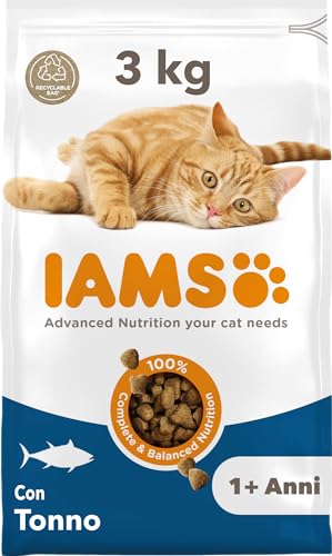 IAMS Cibo secco per gatti con tonno - Cibo secco per gatti da 1-6 anni, 3 kg