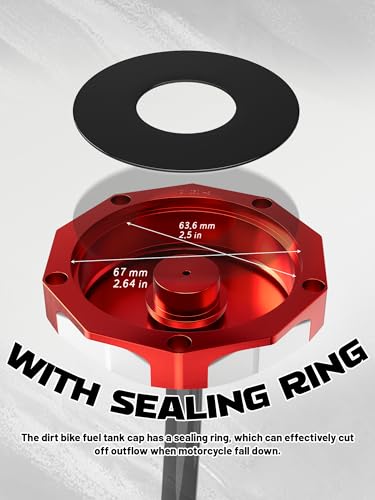 Image of JFG RACING ATV Gas Cap,CNC Fuel Tank Billet Cover for YFZ 450,YFZ450R,Banshee 350 200,Raptor 660 350 250 125,Warrior 350 450,Kodiak 400,Grizzly 660 450 400 350,Bruin 350 250-Red