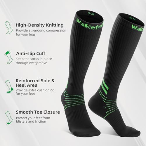 Image of Medical Compression Socks for Men & Women, 3 Pairs 20-30mmHg Knee High Graduated Compression Stockings for Circulation, Swelling, Varicose Veins, Flying, Travel, Nurses, Running, Pregnancy