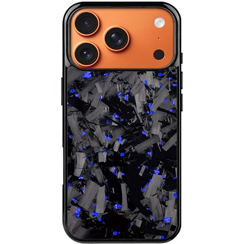 Forged Carbon Fiber Phone Case, for iPhone 17 16 15 14 13 12 11 X XS XR Pro Plus Mini e Max Magnetic Wireless Charging Anti-Fall for MagSafe (Blue,iPhone 17 Pro Max)