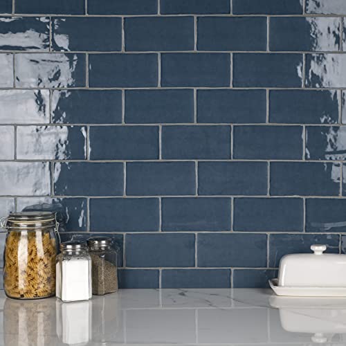 SomerTile Castillo Denim 3" x 6" Ceramic Subway Wall Tile - Image 3