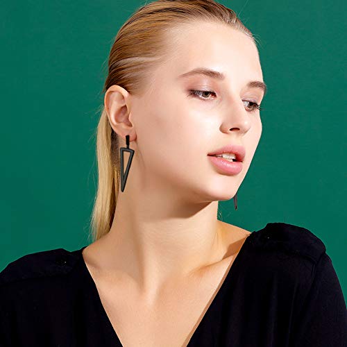 CLASSYZINT Black Metal Triangle Rectangle Circle Waterdrop Dangle Drop Earrings for Women2