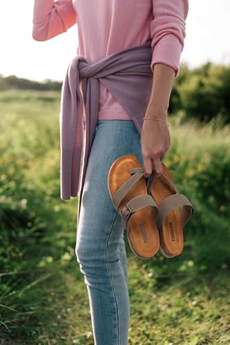 TEMOFON Womens Flat Sandals with Arch Support Adjustable Straps Comfortable Summer Walking Casual Flip Flops Size 5-113