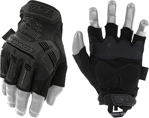 Mechanix Wear M-Pact Fingerless Tactical Impact Resistant Gloves - Impact Protection & Vibration Absorption - Heavy Duty - Machine Washable - Medium - Covert Black