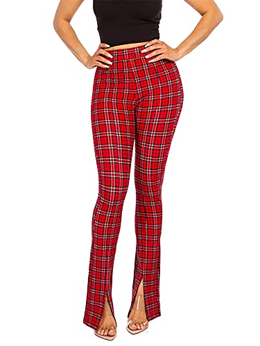 A2Y Women's Front Slit Dressy Flare Skinny Ponte Long Pants