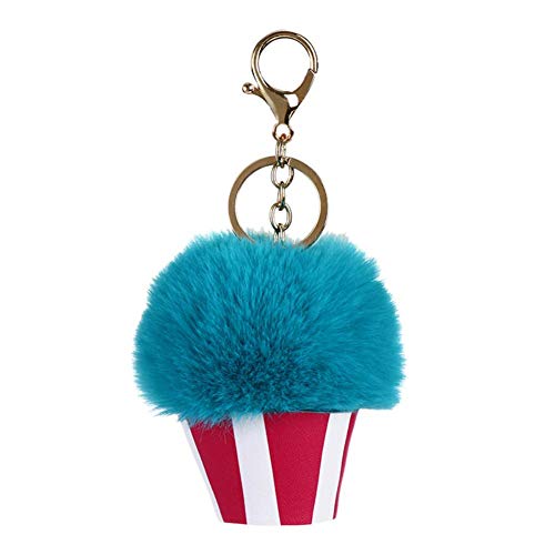 Preisvergleich Produktbild BanBanHu Cartoon Eiscreme Form Schlüsselanhänger Haarball Pom Poms Anhänger Schlüsselring Handtasche Charme hängende Ornamente für Frauen Mädchen, dunkelblau (Blau) - CFM4FFND0K