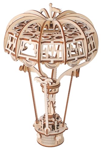3D Wooden Assembly Puzzle Wood Craft Kit-DIY Hot Air Balloon Model Toy-Home Decoration-Best Educational Christmas Birthday Day Gift for Unisex Adults (5.5in*5.5in*8.5in)