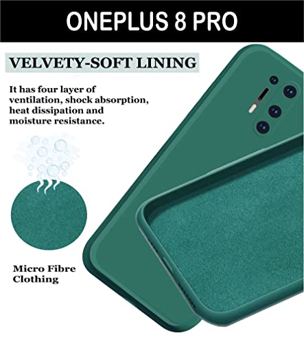 Image of A rtistque Liquid TPU Silicone Matte Shockproof Flexible with Camera Protection Soft Back Cover Case for OnePlus 8 Pro - Dark Green
