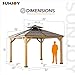 Sunjoy Hardtop Gazebo 11' X 11'-Chapman Cedar Framed Wood Gazebo with Brown Double Steel Hardtop Roof Permanent Canopy for Garden, Backyard Shade