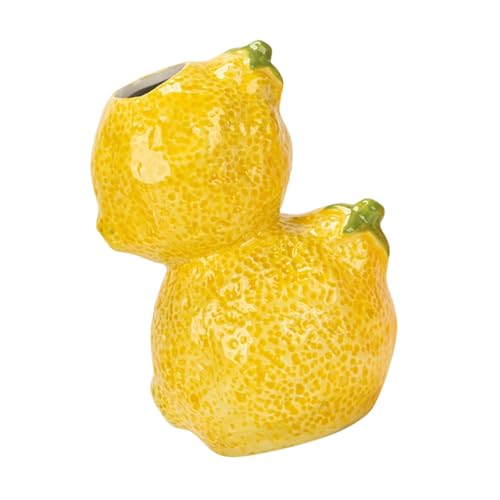 Jarrones de cerámica apilados con limones artificiales para mesa 2
