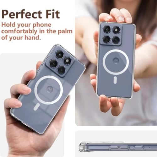Image of DIZORO Crystal Clear Magnetic Compatible with Motorola Moto Edge 70 Fusion Back Cover case with Anti-Yellow (Compatible with Magsafe) Anti-Scratch | Shockproof Transparent Cover
