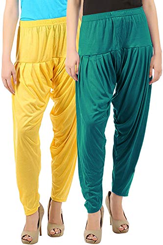 Image of Buy That Trendz Womens Patiala Pants Combo Pack of 2 Viscose Dhoti Patiyala Salwar Harem Bottoms Pants