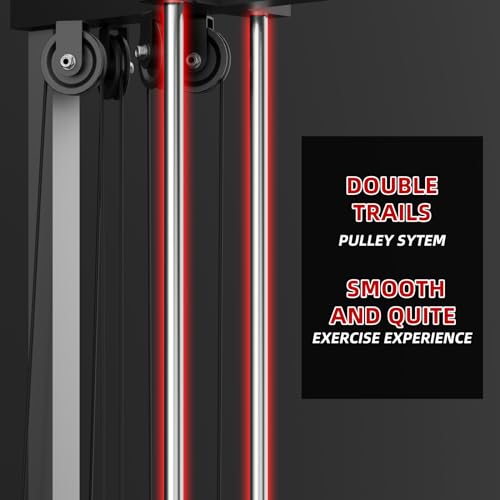 VANSWE Wall Mount Cable Station, 18 Positions Adjustable Dual Pulleys Wall Mounted Cable Machine with Removable Footplate