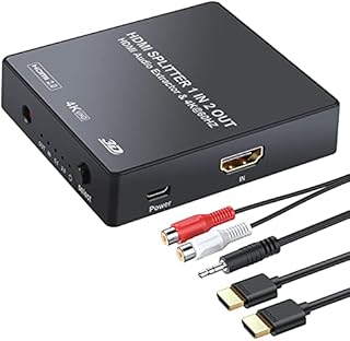 PROZOR HDMI Splitter with Audio Extractor HDMI 2.0 4K 60Hz 3D HDR HDMI to Optical Toslink SPDIF and 3.5mm Jack Stereo Audio for Game Consoles Roku Blu-ray DVD etc